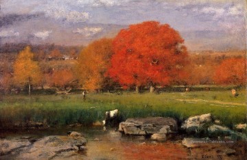  red - Matin Catskill Valley aka Le paysage de Red Oaks Tonalist George Inness